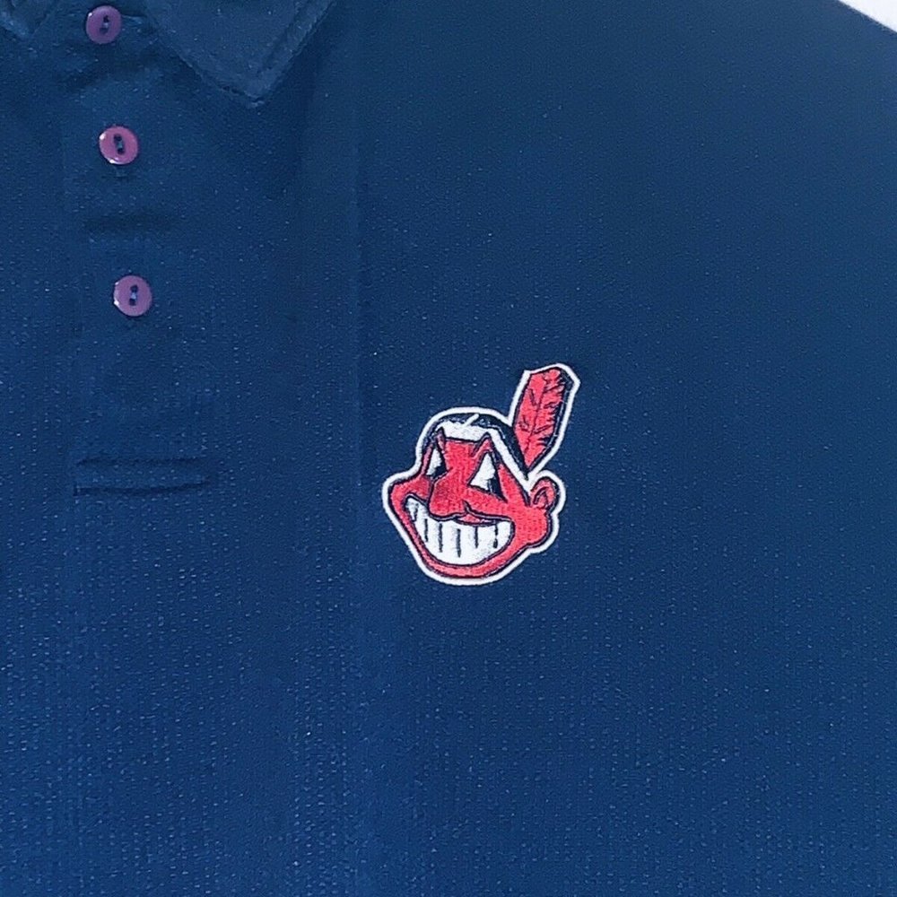 4X Majestic MLB Cleveland Indians Chief Wahoo Polo - Picture 7 of 8